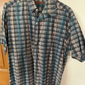 Tori Richard Blue, Gray and White Design Men's Shirt L
